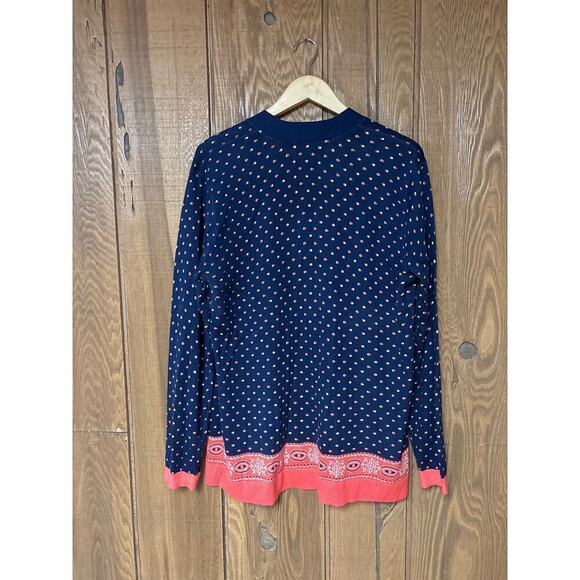 Land’s End Women’s 100% Supima Cotton Ditzy Dot Multimedia Open Front Cardigan - Picture 5 of 6